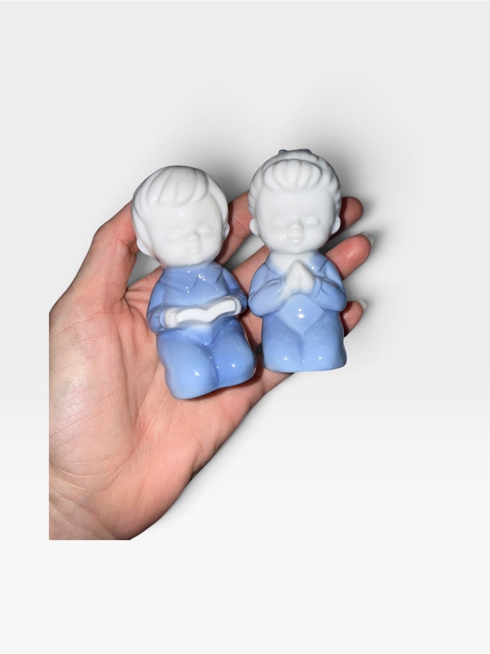 Vintage boy and girl in pjs figures